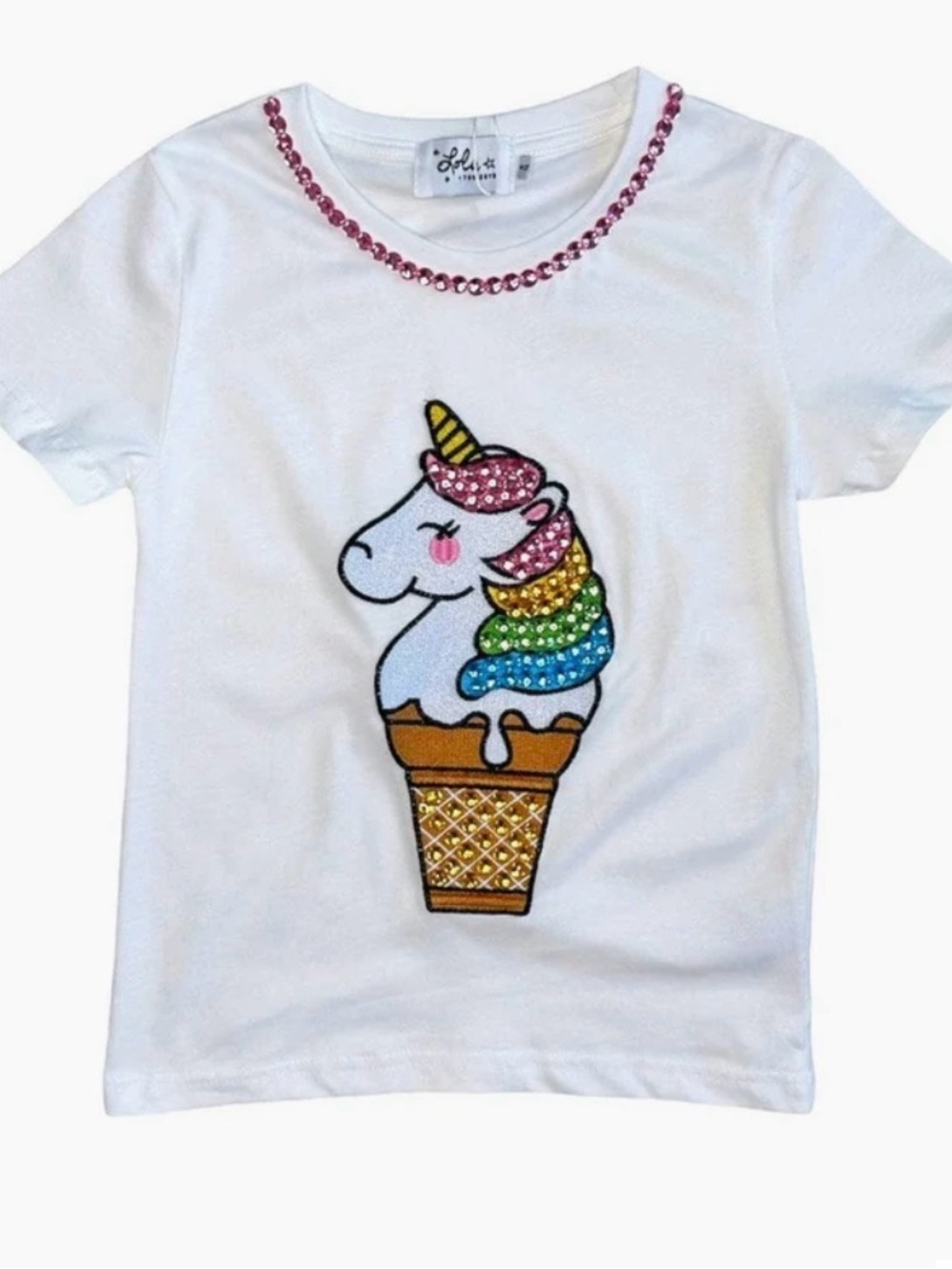 Lola and the boys : Girls' Sequin Unicorn Ice Cream Tee 4T